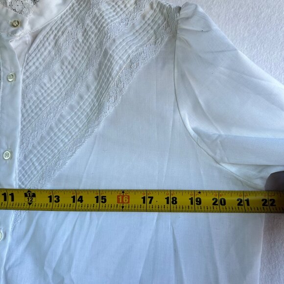 Vintage Rhoda Lee Womens Button Blouse Large White Ruffle Victorian Romantic - Picture 8 of 12